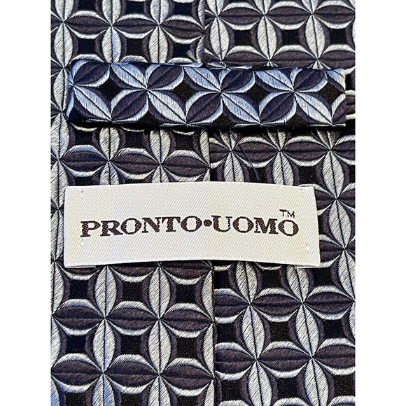 Pronto Uomo, Blue, 100% Silk, Men’s Neck Tie, Made In Italy - Picture 8 of 9
